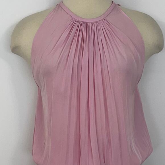 Ramy Brook Paris Halter Sleeveless Mini Dress Smocked Waist Pink M NWT - Picture 3 of 13